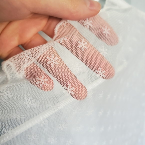 SOLD Sheer white shirt with flower detailing - Picture 2 of 3